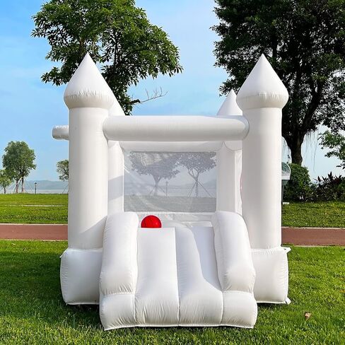 White Bounce House with Slide & Blower - Perfect Indoor/Outdoor Toddler Fun - Family Backyard Bouncy Castle for Events, Parties, Weddings - Ideal Children's Gift(WBH01-6FT) in Saudi Arabia
