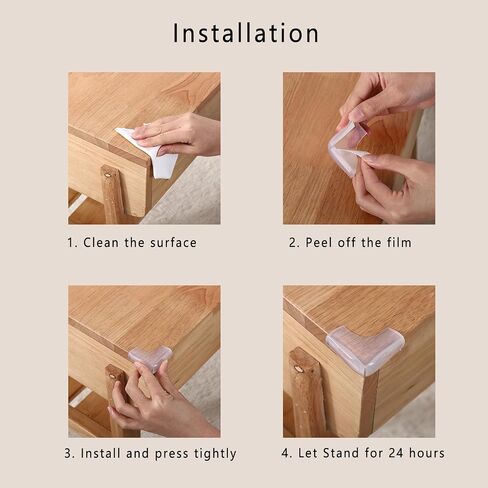 Food-Graded Silicone Clear Corner Protectors, BPA Free Table Edge Guards Baby Proofing, Pre-Tapep Adhesive Kids Safety Proof, Cabinets Furniture Bumpers (4 Pieces) in Saudi Arabia