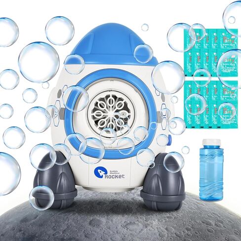 Bubbles Machine for Kids Toddlers Age 1 2 3 5 Years Old Birthday Valentines Day Gifts Unique Cute Baby Outdoor Blue Rocket Bubble Maker Toya Outside Toy Bath Bathtub Blower Game Little Girl Boy Easter in Kuwait