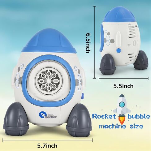 Bubbles Machine for Kids Toddlers Age 1 2 3 5 Years Old Birthday Valentines Day Gifts Unique Cute Baby Outdoor Blue Rocket Bubble Maker Toya Outside Toy Bath Bathtub Blower Game Little Girl Boy Easter in Kuwait