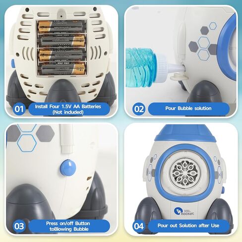 Bubbles Machine for Kids Toddlers Age 1 2 3 5 Years Old Birthday Valentines Day Gifts Unique Cute Baby Outdoor Blue Rocket Bubble Maker Toya Outside Toy Bath Bathtub Blower Game Little Girl Boy Easter in Kuwait