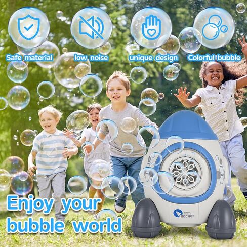 Bubbles Machine for Kids Toddlers Age 1 2 3 5 Years Old Birthday Valentines Day Gifts Unique Cute Baby Outdoor Blue Rocket Bubble Maker Toya Outside Toy Bath Bathtub Blower Game Little Girl Boy Easter in Kuwait
