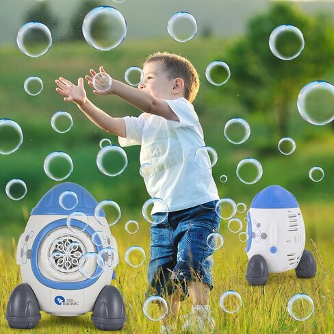 Bubbles Machine for Kids Toddlers Age 1 2 3 5 Years Old Birthday Valentines Day Gifts Unique Cute Baby Outdoor Blue Rocket Bubble Maker Toya Outside Toy Bath Bathtub Blower Game Little Girl Boy Easter in Kuwait