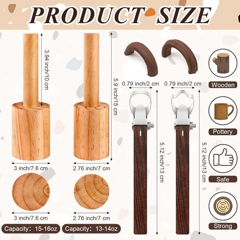 uyakhom 2 قطعة قوالب فخار الأكواب و2 قطعة من أدوات صنع مقبض الفخار وأدوات الطين الخشبية وأدوات الفخار السيراميكية لمزهرية كوب الشاي وكوب الماء in Kuwait