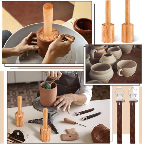 uyakhom 2 قطعة قوالب فخار الأكواب و2 قطعة من أدوات صنع مقبض الفخار وأدوات الطين الخشبية وأدوات الفخار السيراميكية لمزهرية كوب الشاي وكوب الماء in Kuwait