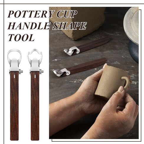 uyakhom 2 قطعة قوالب فخار الأكواب و2 قطعة من أدوات صنع مقبض الفخار وأدوات الطين الخشبية وأدوات الفخار السيراميكية لمزهرية كوب الشاي وكوب الماء in Kuwait