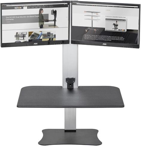Victor Sit-Stand Desk, Triple Monitor, Black W/Aluminum in Saudi Arabia