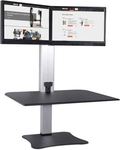 Victor Sit-Stand Desk, Triple Monitor, Black W/Aluminum in Saudi Arabia