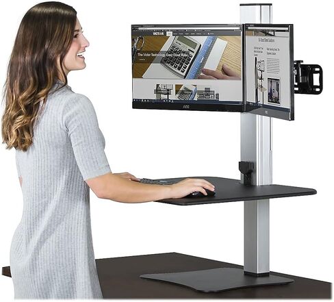 Victor Sit-Stand Desk, Triple Monitor, Black W/Aluminum in Saudi Arabia