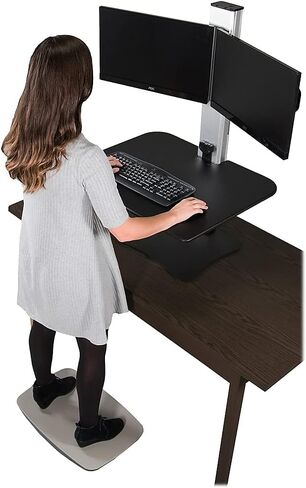 Victor Sit-Stand Desk, Triple Monitor, Black W/Aluminum in Saudi Arabia
