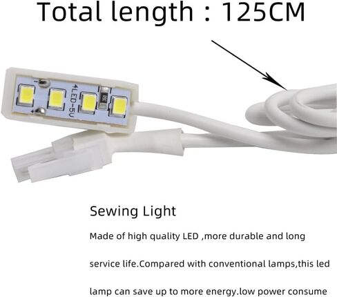 Wal front 5V LED Sewing Machine Lamp Sewing Light Sewing Lamp 3 Beads Portable Work Light with 3.2ft Cable for Overlock Machine Accessory 128cm / 50.4in Length in Saudi Arabia