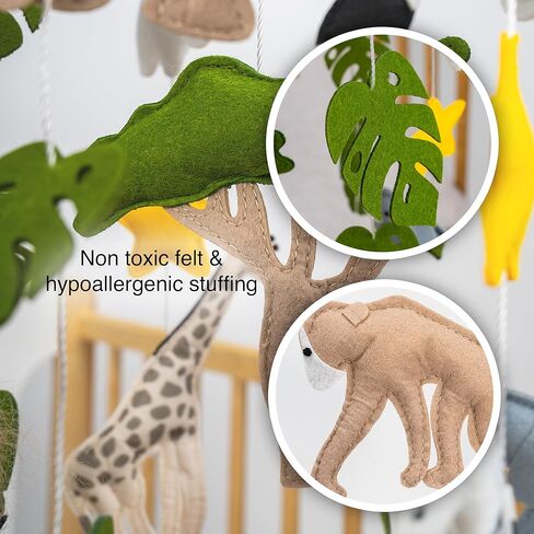 Jungle Mobile for Crib - سرير أطفال الغابة المحمول الجميل بما في ذلك إكليل ديكور حضانة Safari in Kuwait