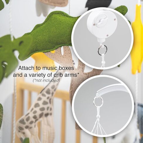 Jungle Mobile for Crib - سرير أطفال الغابة المحمول الجميل بما في ذلك إكليل ديكور حضانة Safari in Kuwait