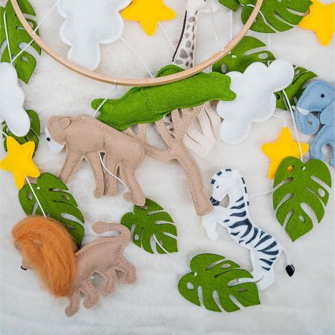 Jungle Mobile for Crib - سرير أطفال الغابة المحمول الجميل بما في ذلك إكليل ديكور حضانة Safari in Kuwait