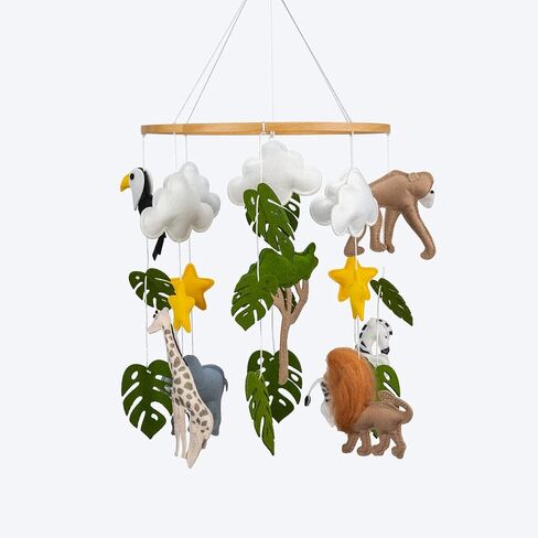 Jungle Mobile for Crib - سرير أطفال الغابة المحمول الجميل بما في ذلك إكليل ديكور حضانة Safari in Kuwait