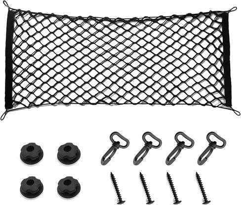 شبكة تخزين صندوق السيارة Ladnum، شبكة تخزين وتنظيم قابلة للتعديل، شبكة تخزين عالمية لصندوق السيارة لسيارات السيدان والسيارات وسيارات الدفع الرباعي (35.4 بوصة × 15.8 بوصة) in Kuwait