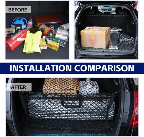 شبكة تخزين صندوق السيارة Ladnum، شبكة تخزين وتنظيم قابلة للتعديل، شبكة تخزين عالمية لصندوق السيارة لسيارات السيدان والسيارات وسيارات الدفع الرباعي (35.4 بوصة × 15.8 بوصة) in Kuwait