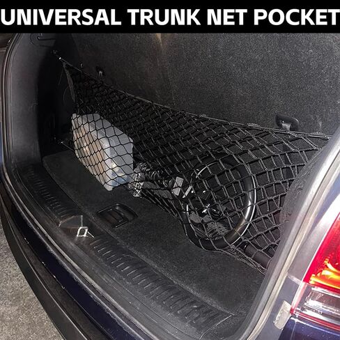 شبكة تخزين صندوق السيارة Ladnum، شبكة تخزين وتنظيم قابلة للتعديل، شبكة تخزين عالمية لصندوق السيارة لسيارات السيدان والسيارات وسيارات الدفع الرباعي (35.4 بوصة × 15.8 بوصة) in Kuwait