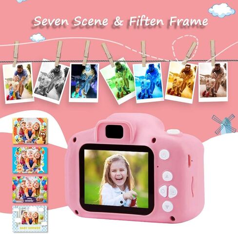 ASIUR Kids Camera Toy, Christmas Birthday Gifts for Girls Age 3-10, 1080P HD Video Cameras for Toddler, Toys for 3 4 5 6 7 8 9 10 Year Old Girl with 32GB SD Card - Light Pink in Kuwait