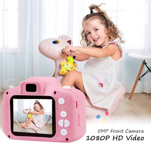 ASIUR Kids Camera Toy, Christmas Birthday Gifts for Girls Age 3-10, 1080P HD Video Cameras for Toddler, Toys for 3 4 5 6 7 8 9 10 Year Old Girl with 32GB SD Card - Light Pink in Saudi Arabia