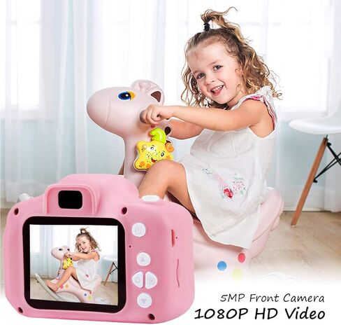 ASIUR Kids Camera Toy, Christmas Birthday Gifts for Girls Age 3-10, 1080P HD Video Cameras for Toddler, Toys for 3 4 5 6 7 8 9 10 Year Old Girl with 32GB SD Card - Light Pink in Kuwait