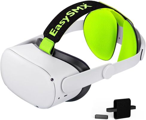 حزام رأس EasySMX قابل للتعديل متوافق مع Oculus/Meta Quest 2، بديل لحزام Elite، ملحقات VR قابلة للفصل وخفيفة الوزن، راحة معززة، يتضمن حزام بنك الطاقة - أخضر in Kuwait