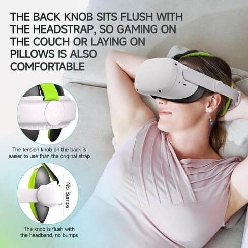 حزام رأس EasySMX قابل للتعديل متوافق مع Oculus/Meta Quest 2، بديل لحزام Elite، ملحقات VR قابلة للفصل وخفيفة الوزن، راحة معززة، يتضمن حزام بنك الطاقة - أخضر in Kuwait