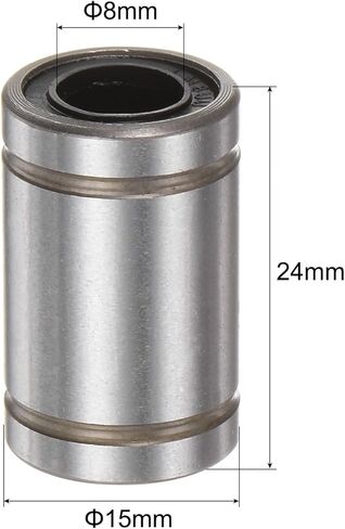 12 قطعة من محامل الكرات الخطية LM8UU من uxcell، قطر تجويف 8 مم، 15 مم OD، طول 24 مم، محمل حركة خطية لأداة آلة CNC للطابعة ثلاثية الأبعاد in Kuwait