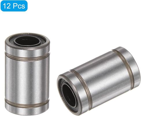 12 قطعة من محامل الكرات الخطية LM8UU من uxcell، قطر تجويف 8 مم، 15 مم OD، طول 24 مم، محمل حركة خطية لأداة آلة CNC للطابعة ثلاثية الأبعاد in Kuwait