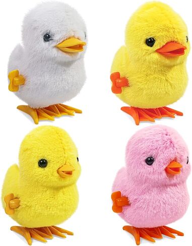HAILSTER 4 Pack Jumping Ducklings and Chicken Wind Up Toy Sets with Very Soft Colorful Fur, Christmas, Easter and Birthday Party Gifts for Infants and Children in Saudi Arabia