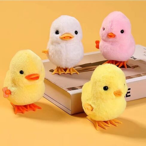 HAILSTER 4 Pack Jumping Ducklings and Chicken Wind Up Toy Sets with Very Soft Colorful Fur, Christmas, Easter and Birthday Party Gifts for Infants and Children in Saudi Arabia
