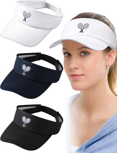 Bunnycool 3 Pack Tennis Visor Womens Sport Performance Visor with Adjustable Elastic Bands for Sun Protection and Outdoor Tennis Activity in Saudi Arabia