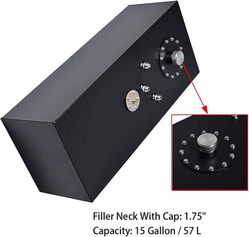 WFLNHB 15 Gallon/57L Black Aluminum Top-feed Racing/Drift Fuel Cell Gas Tank with Level Sender for Street Rods Hot Rods Street Trucks in Saudi Arabia