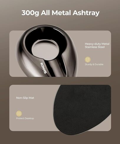 منافض سجائر سيجار RONXS، منفضة سجائر معدنية بالكامل للاستخدام الخارجي، صينية سجائر محمولة غير قابلة للكسر، حامل سيجار واحد منافض سجائر للسجائر، هدية رائعة لإكسسوارات السيجار in Kuwait