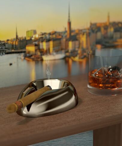 منافض سجائر سيجار RONXS، منفضة سجائر معدنية بالكامل للاستخدام الخارجي، صينية سجائر محمولة غير قابلة للكسر، حامل سيجار واحد منافض سجائر للسجائر، هدية رائعة لإكسسوارات السيجار in Kuwait