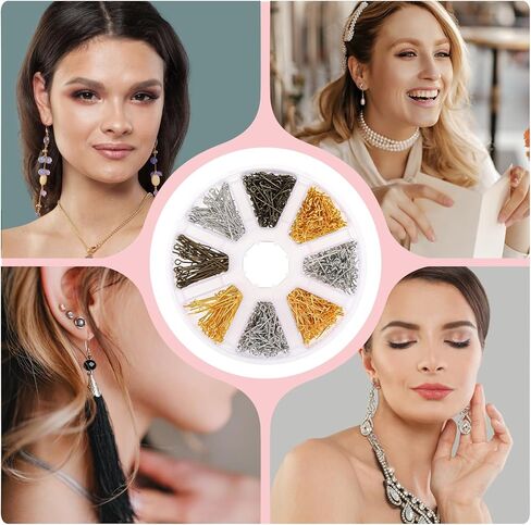 1000 قطعة دبابيس العين مختلط اللون دبابيس العين المفتوحة 16-30 مللي متر دبابيس رأس الحديد لصنع المجوهرات سوار القرط (متعدد الألوان) in Kuwait