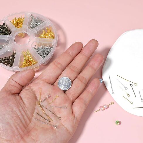 1000 قطعة دبابيس العين مختلط اللون دبابيس العين المفتوحة 16-30 مللي متر دبابيس رأس الحديد لصنع المجوهرات سوار القرط (متعدد الألوان) in Kuwait