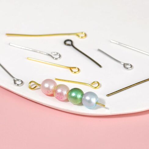 1000 قطعة دبابيس العين مختلط اللون دبابيس العين المفتوحة 16-30 مللي متر دبابيس رأس الحديد لصنع المجوهرات سوار القرط (متعدد الألوان) in Kuwait