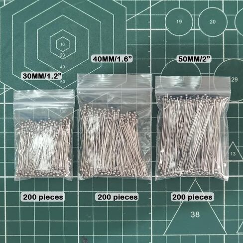 INSPIRELLE 600PCS Stainless Steel Ball Head Pins 22 Gauge 1.2" 1.6" 2" Satin Pins for DIY Jewelry Making Findings - 30mm 40mm 50mm in Kuwait