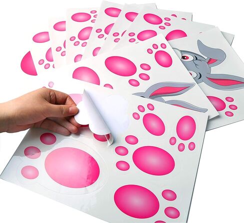 FINGOOO 60 قطعة من ملصقات بصمة أرنب عيد الفصح ملصق مطبوع عليه مخالب الأرنب للعبة صيد البيض وتزيين عيد الفصح in Kuwait