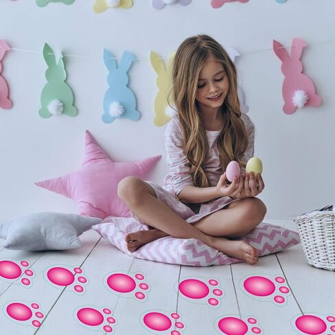 FINGOOO 60 قطعة من ملصقات بصمة أرنب عيد الفصح ملصق مطبوع عليه مخالب الأرنب للعبة صيد البيض وتزيين عيد الفصح in Kuwait