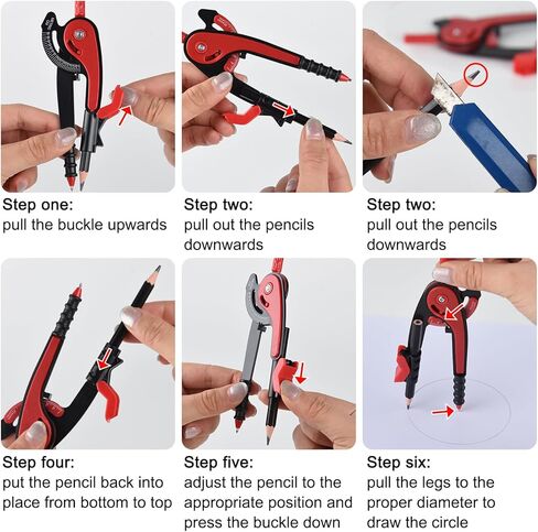 36 عبوة من بوصلة الهندسة الرياضية مقاس 6 بوصة، أداة دقيقة أساسية ملونة للطلاب، بوصلة رسم منبه بمقياس بلاستيكي مع أقلام رصاص لصياغة اللوازم المدرسية والمنزلية والمكتبية (36) in Kuwait