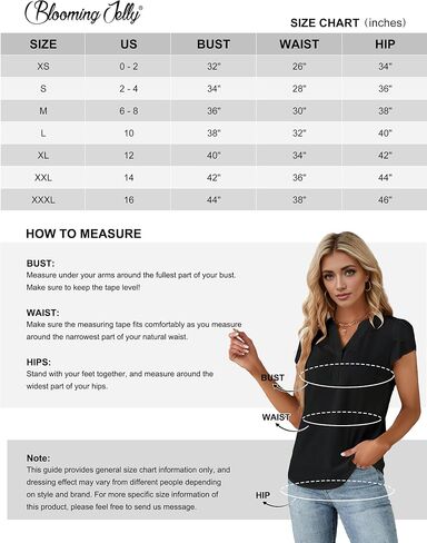 Blooming Jelly Womens Dressy Casual Tops Business Casual Cap Sleeve Work Blouses Chiffon V Neck Button Down Shirts in Saudi Arabia