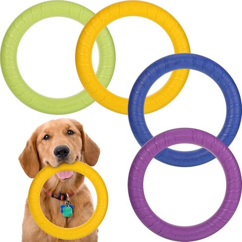 4 قطع من لعبة الكلب الخارجية من Liliful، لعبة حلقة الكلب، أقراص طائرة للكلاب، لعبة مضغ للكلاب، معدات ملعب للكلاب الصغيرة والمتوسطة والكبيرة، تدريب الكلاب، جلب الرمي، اللعب التفاعلي، 4 ألوان in Saudi Arabia