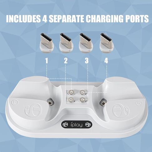محطة شحن وحدة التحكم PS VR2، قاعدة شحن مزدوجة لوحدة التحكم PSVR 2 بسرعة مع مؤشر LED، 4 واجهة مغناطيسية من النوع C، كابل شحن من النوع C in Kuwait