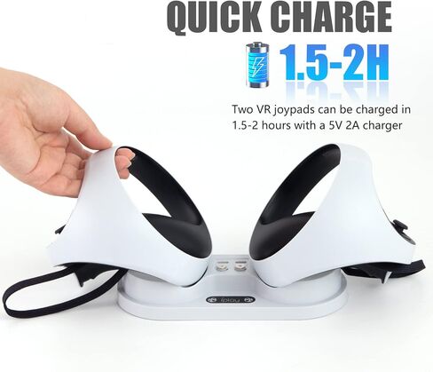 محطة شحن وحدة التحكم PS VR2، قاعدة شحن مزدوجة لوحدة التحكم PSVR 2 بسرعة مع مؤشر LED، 4 واجهة مغناطيسية من النوع C، كابل شحن من النوع C in Kuwait