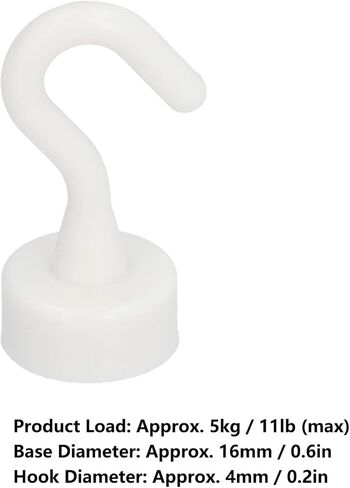 estink 10 قطع خطافات مغناطيسية، 11 رطل ABS خطافات مدمجة من البلاستيك الأبيض خطافات قوية للتعليق، مجموعة خطافات للثلاجة، المطبخ، المرآب in Kuwait