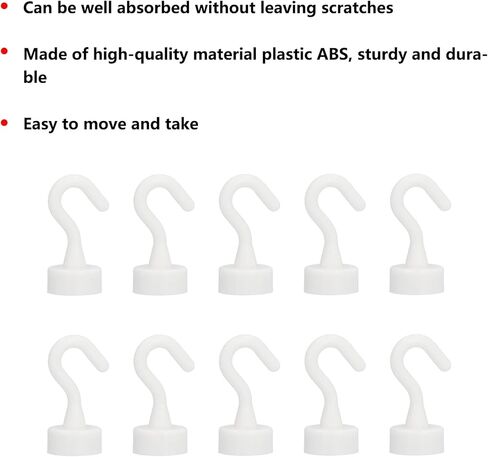 estink 10 قطع خطافات مغناطيسية، 11 رطل ABS خطافات مدمجة من البلاستيك الأبيض خطافات قوية للتعليق، مجموعة خطافات للثلاجة، المطبخ، المرآب in Kuwait