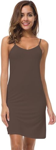 فستان EaseWay نسائي أساسي بحزام سباغيتي قابل للتعديل تحت فستان قصير بني in Kuwait