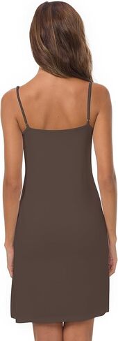 فستان EaseWay نسائي أساسي بحزام سباغيتي قابل للتعديل تحت فستان قصير بني in Kuwait